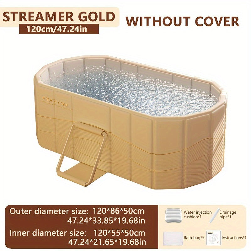 Portable Folding Bathtub with Lid for Home Balcony Patio Use
