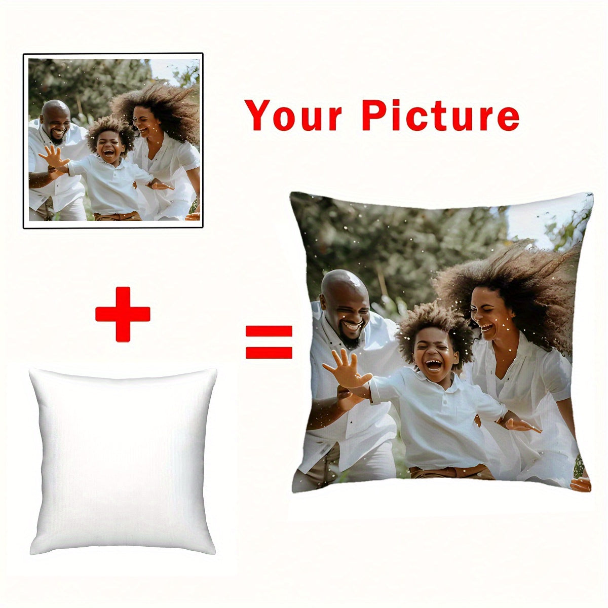 Personalized Photo Pillowcase 45.72cm Square Plush Polyester for Gifts and Home Decor
