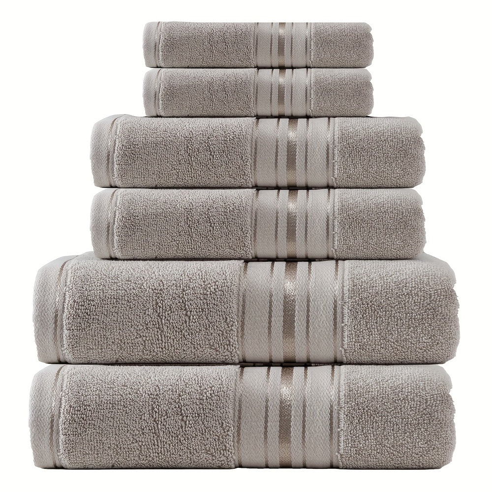 Set of 6 Absorbent Cotton Bath Towels for Spa Hotel Bathroom Use