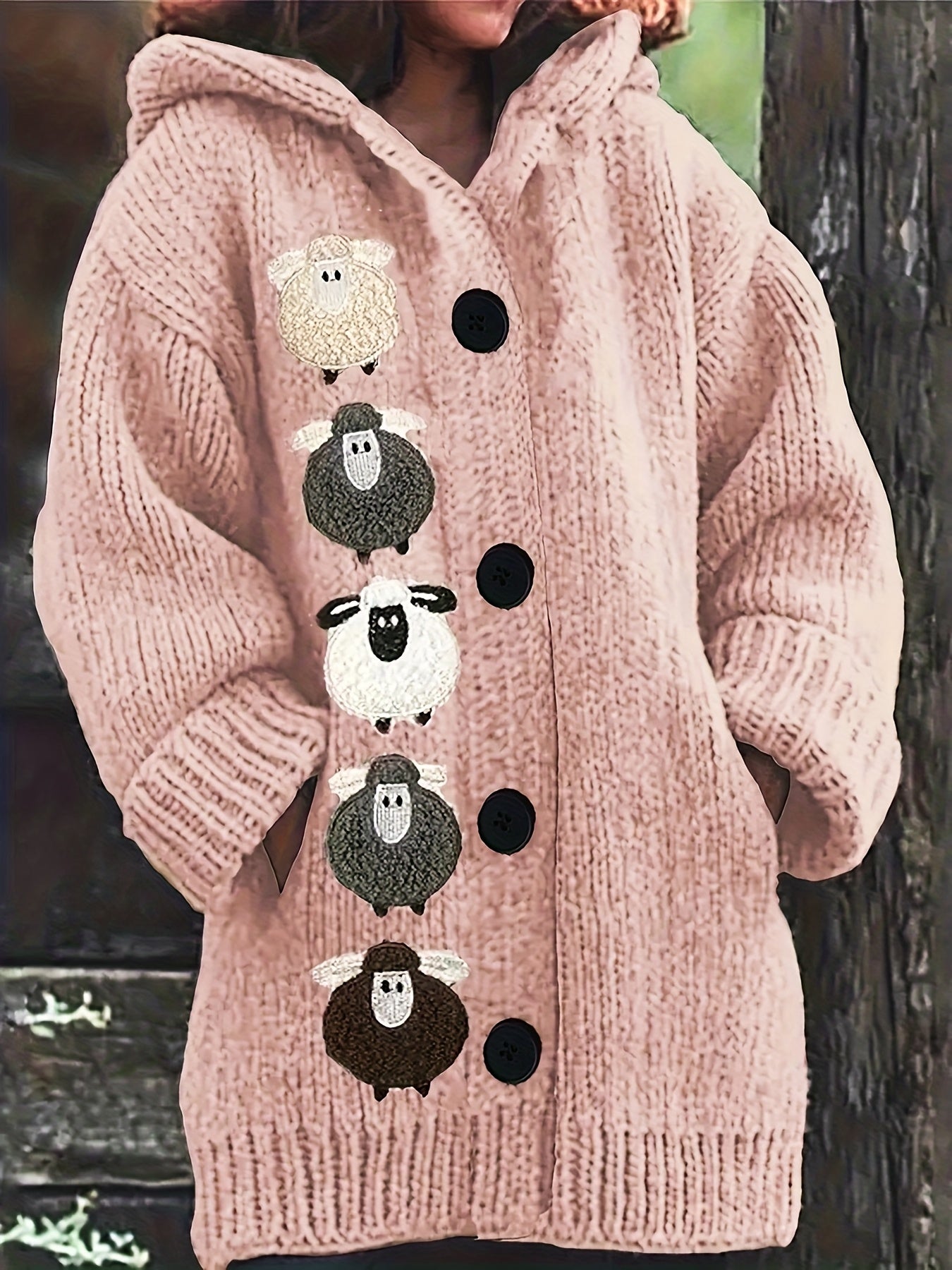 Plus Size Animal Print Oversized Hoodie Long Sleeve Cardigan Women