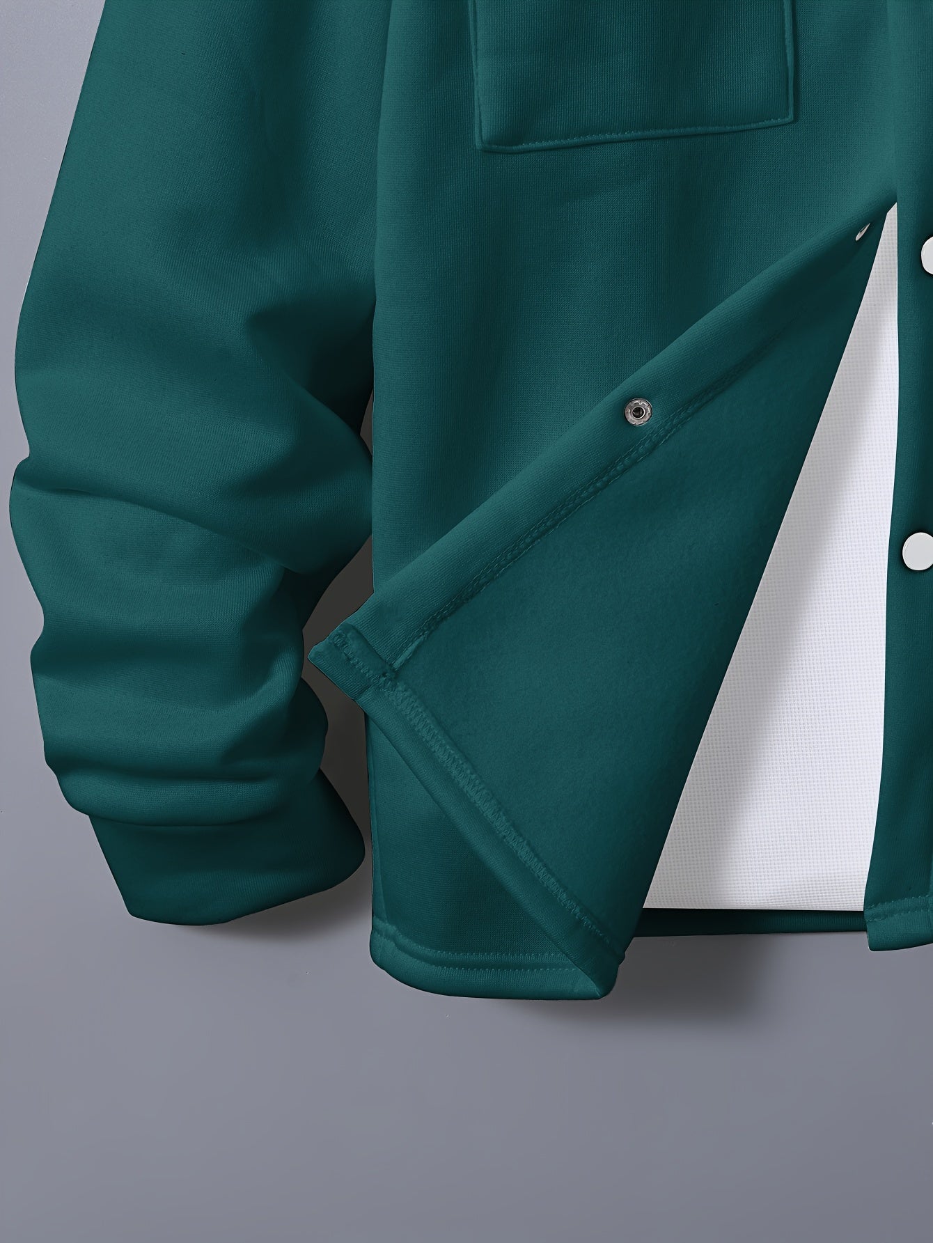 Men's Casual Solid Color Polyester Outfit Long Sleeve Button-Down Jacket and Drawstring Pants for Fall Winter