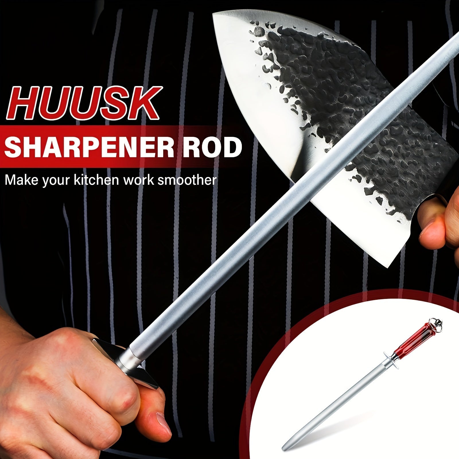 High-Carbon Steel Knife Sharpener 12 Inch Ultra-Fine Grit Magnetic Head Kitchen Restaurant