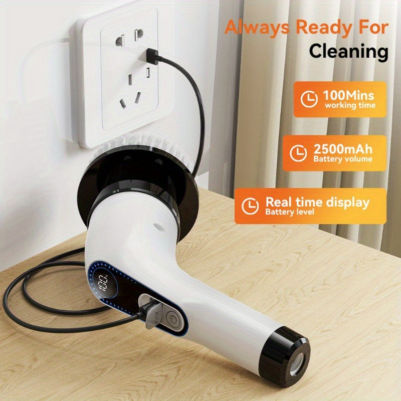 9 ta cho'tka boshli simsiz elektr spin scrubber hammom va avtomobilni tozalash uchun