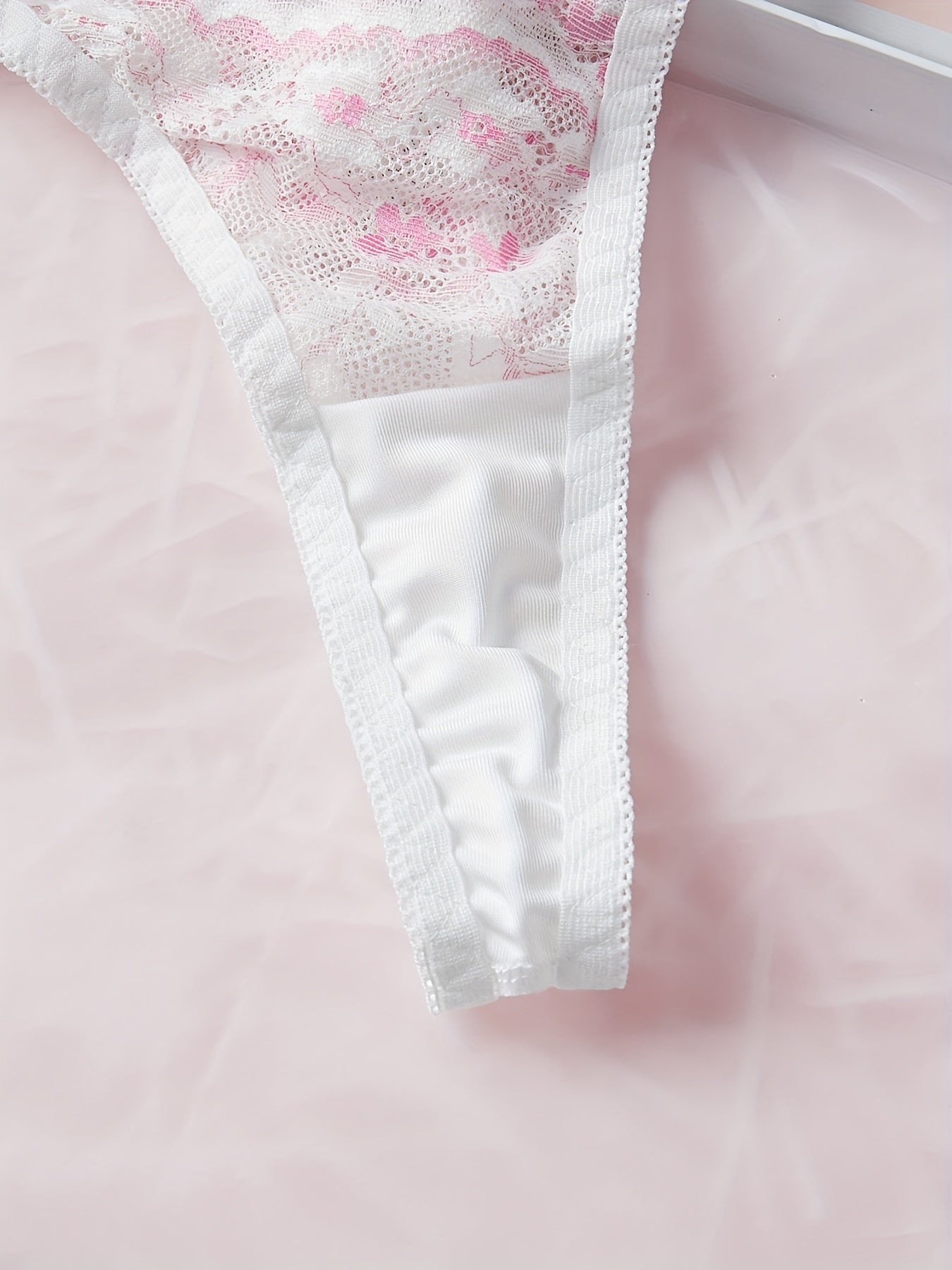 Women's Lace V‑Line Bikini Briefs with Bow Detail Low‑Rise Knit Fabric