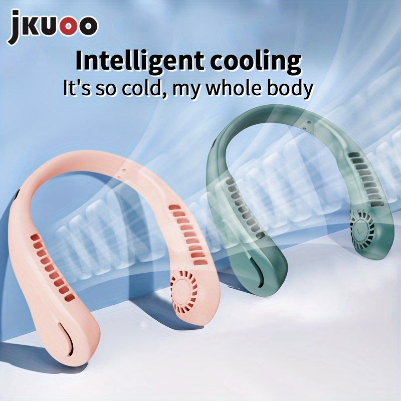Portable Neck Fan with 5-Speed Strong Wind USB Rechargeable Lithium Battery Adjustable Silicone Strap Outdoor Travel Sports
