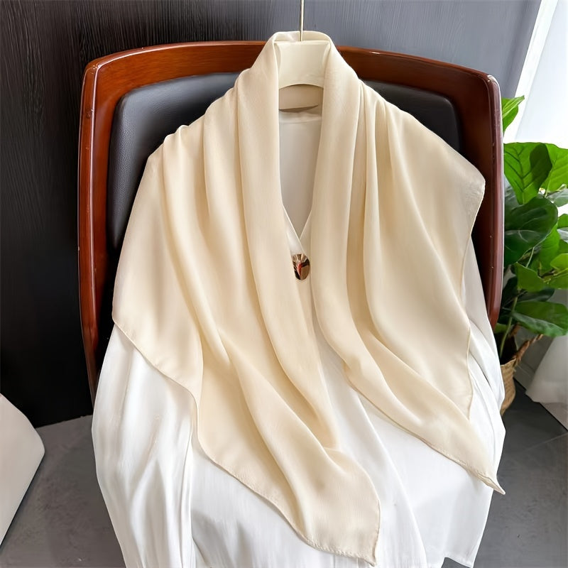 Elegant Women's Monochrome Square Scarf with Thin, Breathable Linen Feel - 89.92cm - Minimalist Style, Windproof, Sunscreen - Perfect Head Wrap