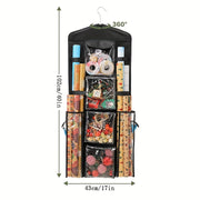 Double-Sided Hanging Wrapping Paper Organizer with Multiple Pockets for Gift Wrap Bows and Ribbons