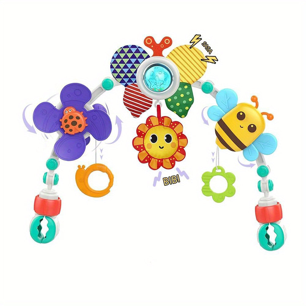 Körpə fəaliyyət o'yinchoqlari arka uchun beşiklar va avtomobil o'rindiqlari bilan sezgi o'yinchoqlari va aksessuarlar