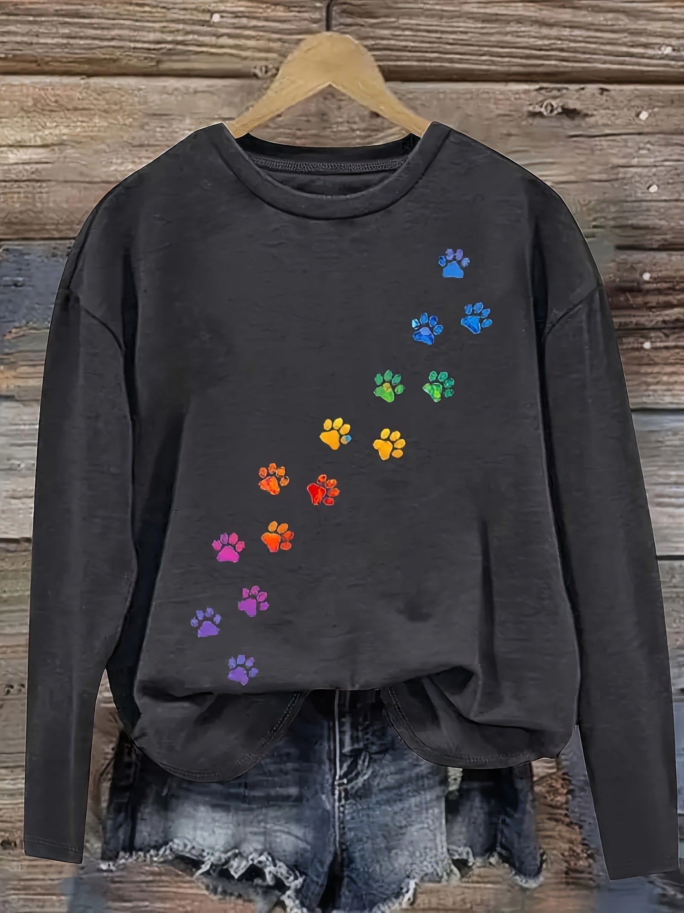 Women's Casual Round Neck Long Sleeve T-Shirt Basic Top