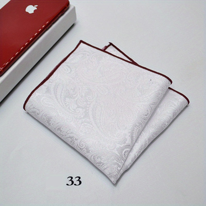 Pañuelo de bolsillo de jacquard paisley para hombre, patrón de anacardo, accesorio elegante