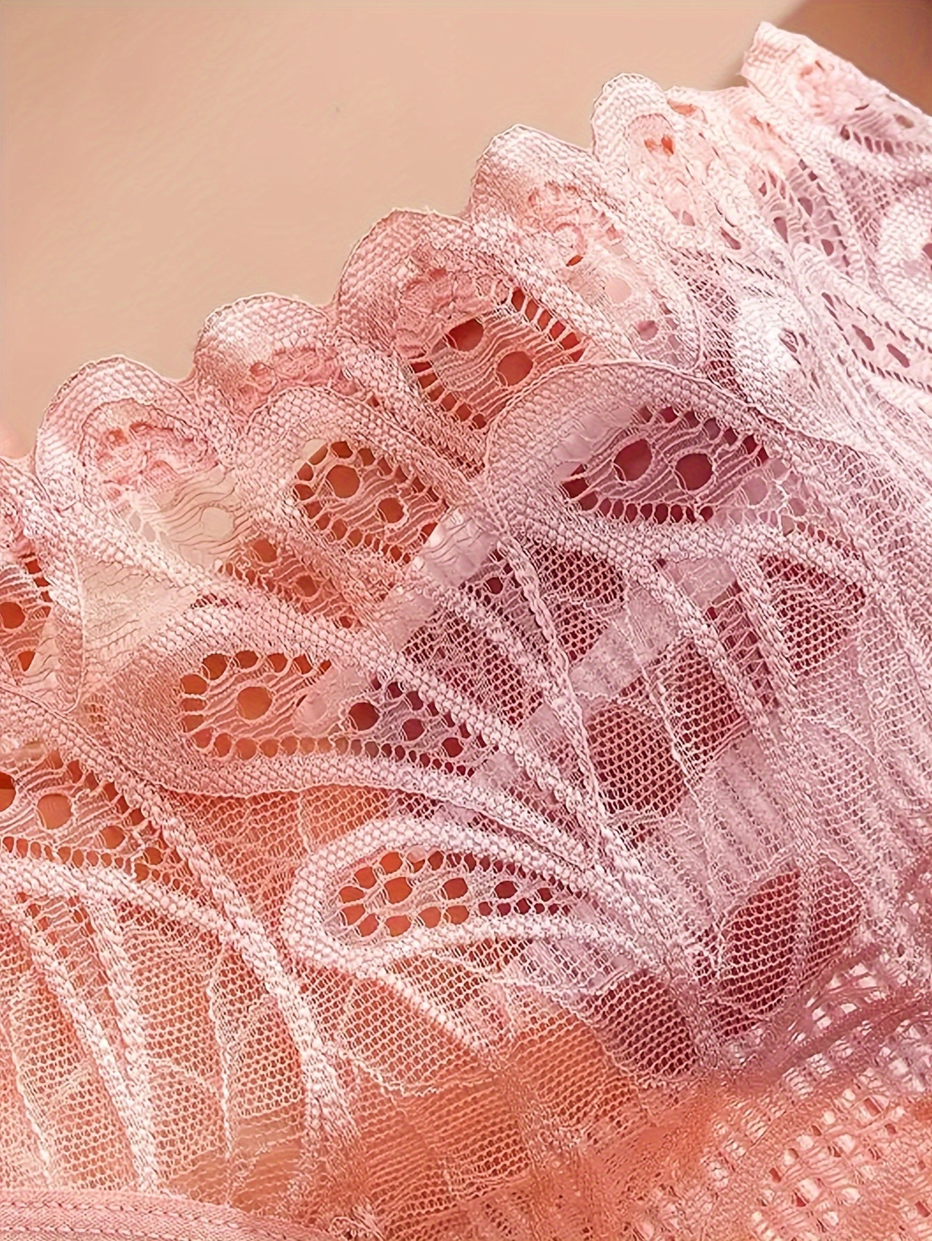 Set of 4 Lace Triangle Briefs for Women Breathable Comfortable Solid Color Autumn Winter