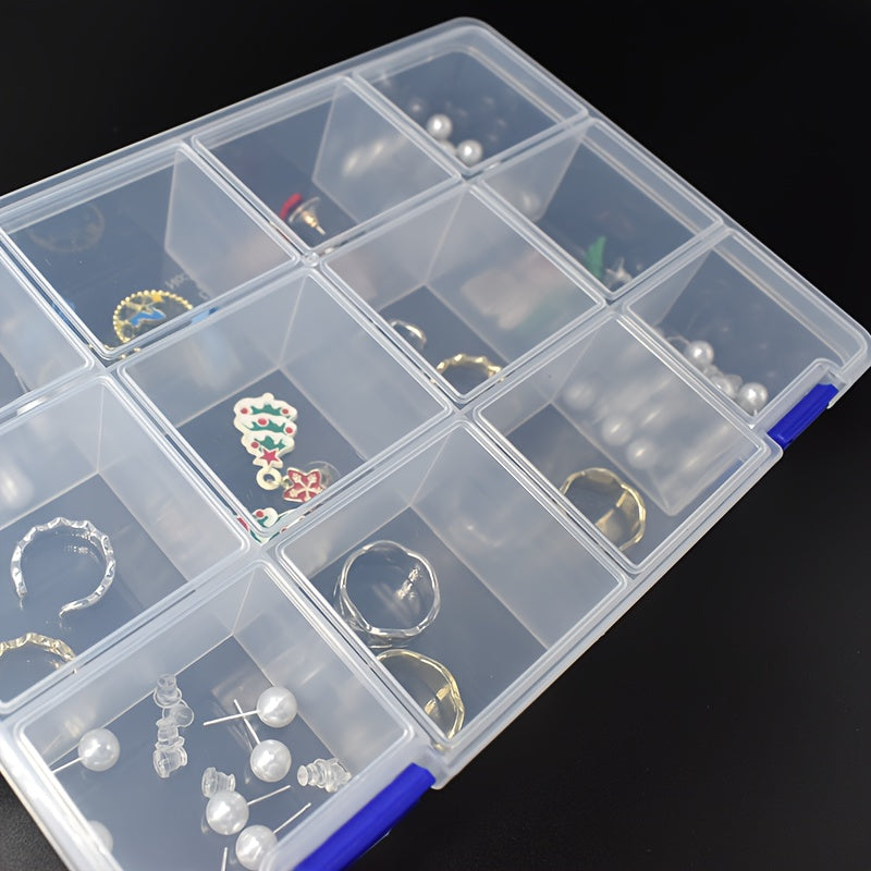 Plastic Jewelry Organizer Box with 12 Compartments for Earrings Beads and Crafts 22.5cm x 14.5cm