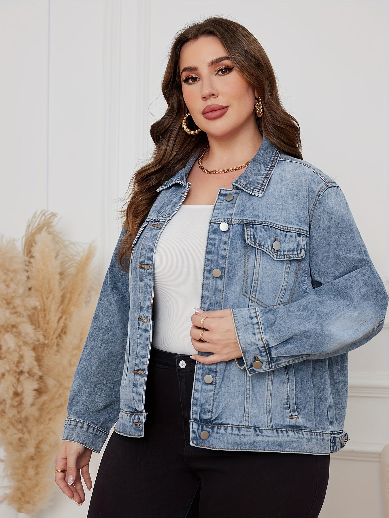 Ayollar uchun denim drop shoulder kurtka, ko‘k, kundalik tashqi kiyim