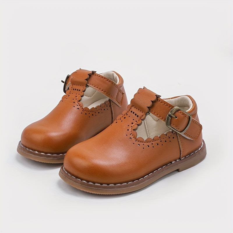 Girls' Mary Jane Shoes Low Top Solid PU Rubber Block Heel for Young Princesses