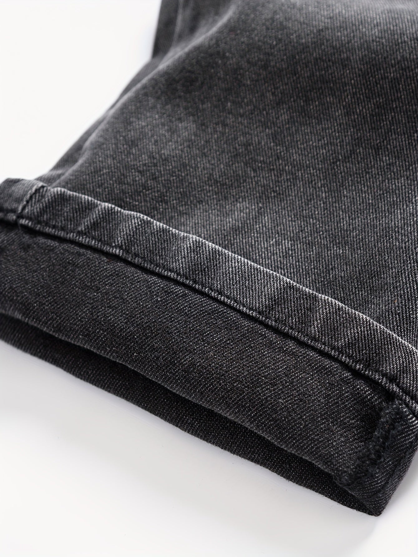 Men's Washed Denim Trousers with Pockets and Drawstring Waist for Outdoor Activities