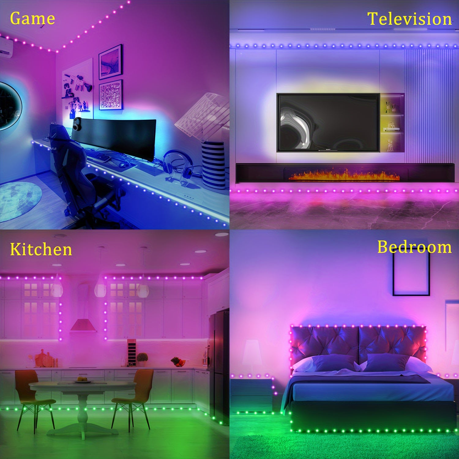 LED RGB Strip Lights 91cm-30m with Remote and App Control for Bedroom Home Decoration