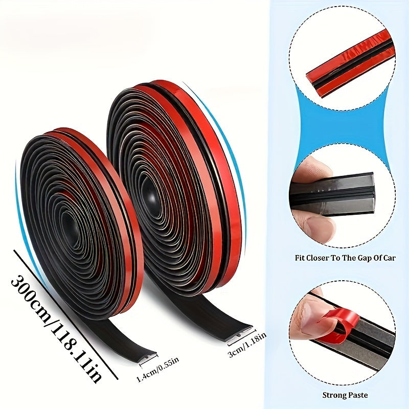 Universal T-Shaped Car Sunroof Sealing Strip 300cm Rainproof Windshield Seal