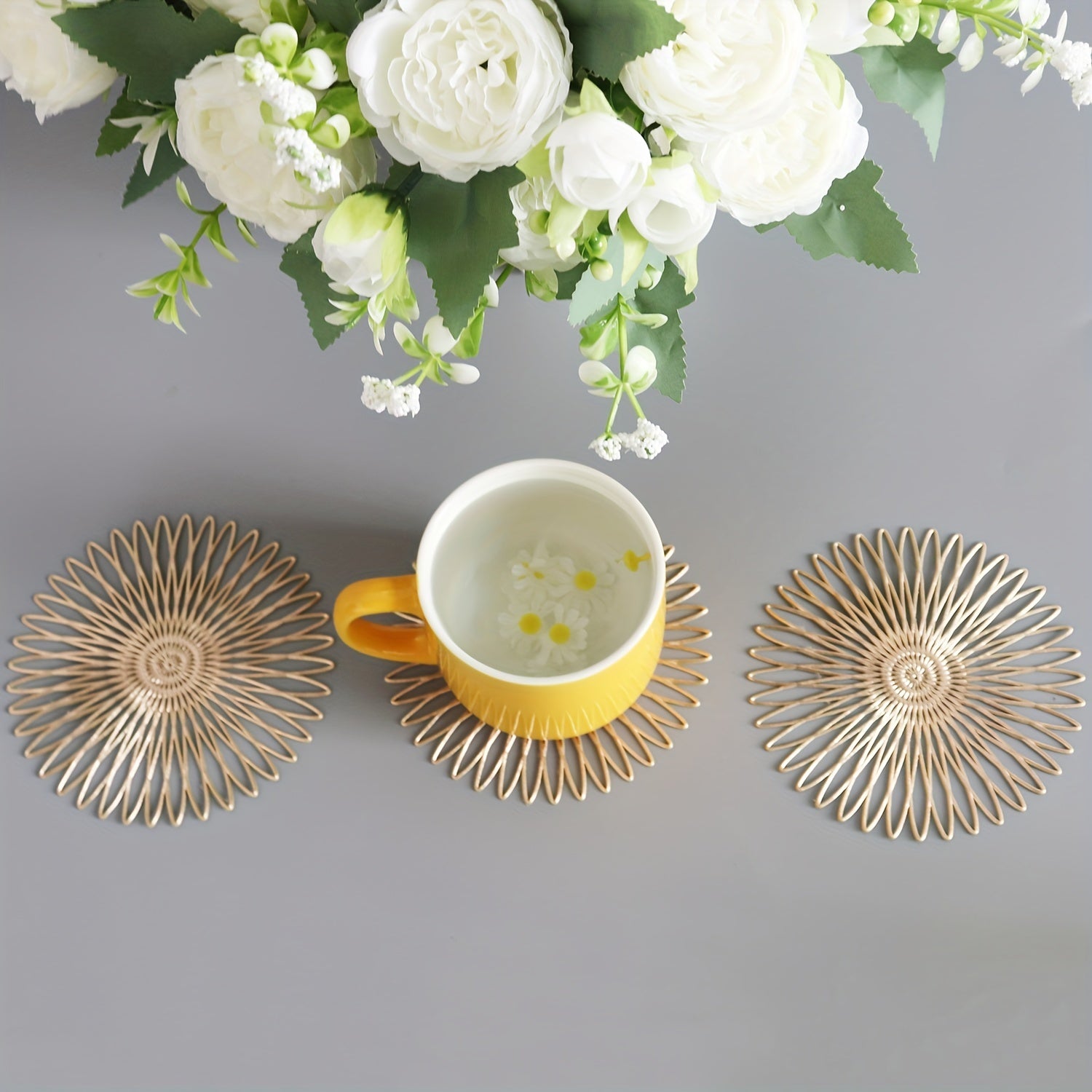 Juego de 6 posavasos huecos de PVC de 5 pulgadas para protección de encimeras, antideslizantes, resistentes al calor