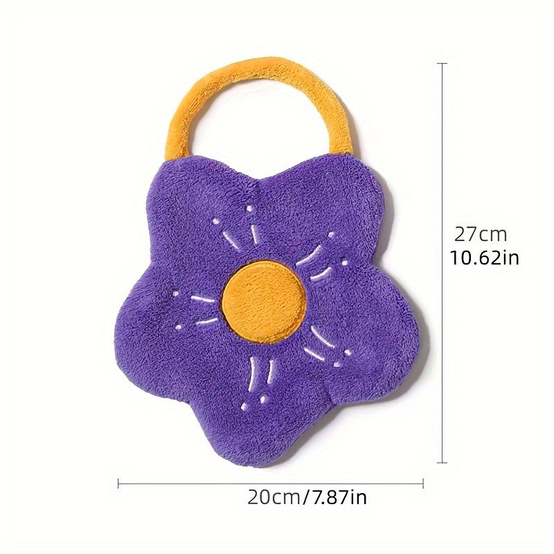 Flower Shaped Coral Fleece Hand Towel Quick-Dry Absorbent Polyester for Kitchen Bathroom Camping