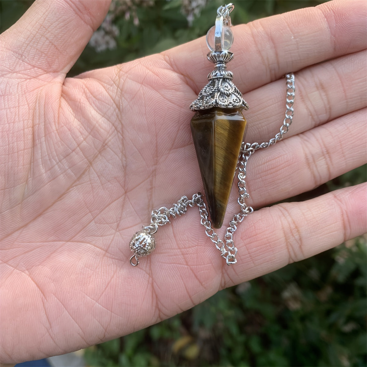 Natural Six Pyramid Crystal Pendulum Hanging Ornament Multi-Colored Gemstone Jewelry