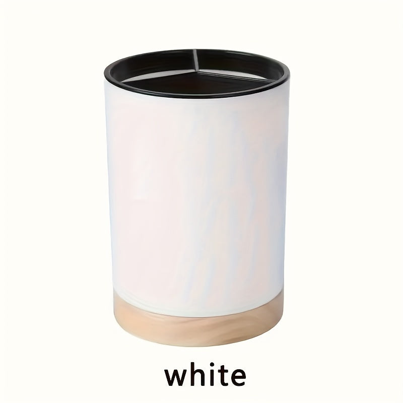 Durable 3-Compartment Plastic Kitchen Utensil Holder with Removable Dividers