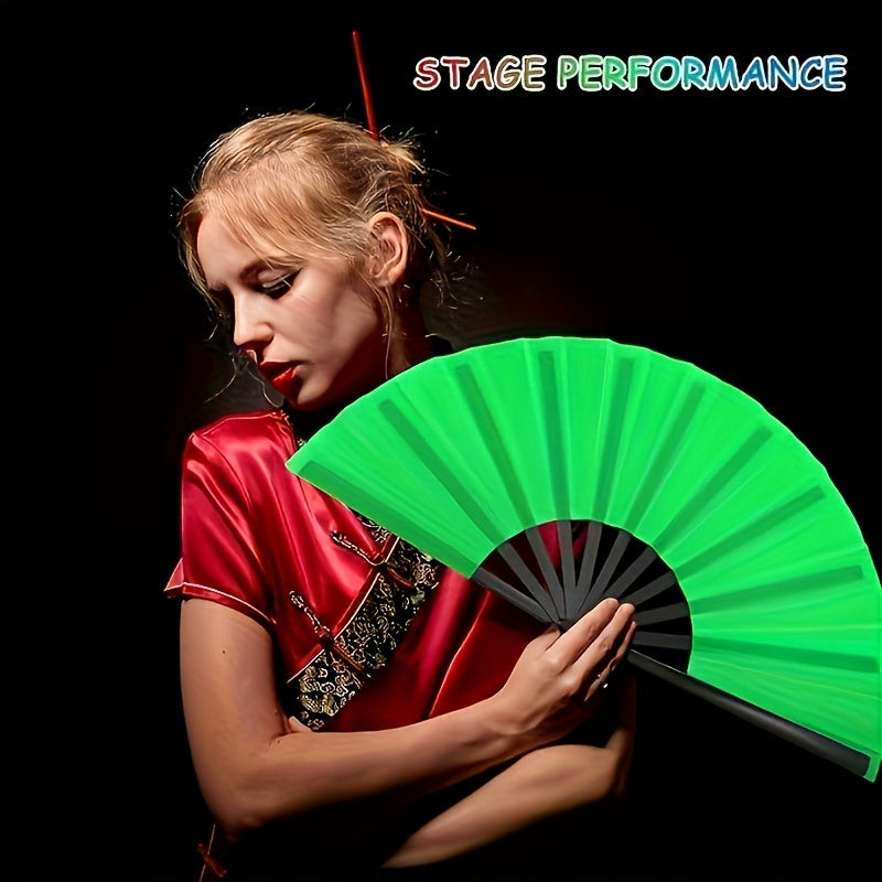 Foldable Nylon Cloth Fan for Dance Martial Arts Performance Non-Skid Grip