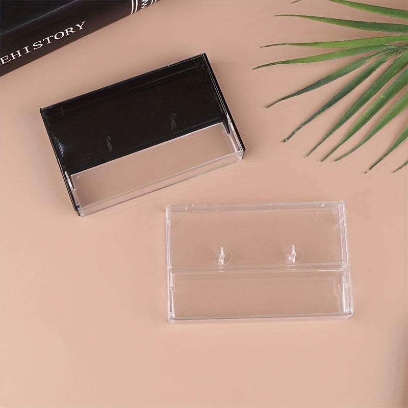 Set of 2 Plastic Cassette Tape Storage Cases Black Transparent Durable