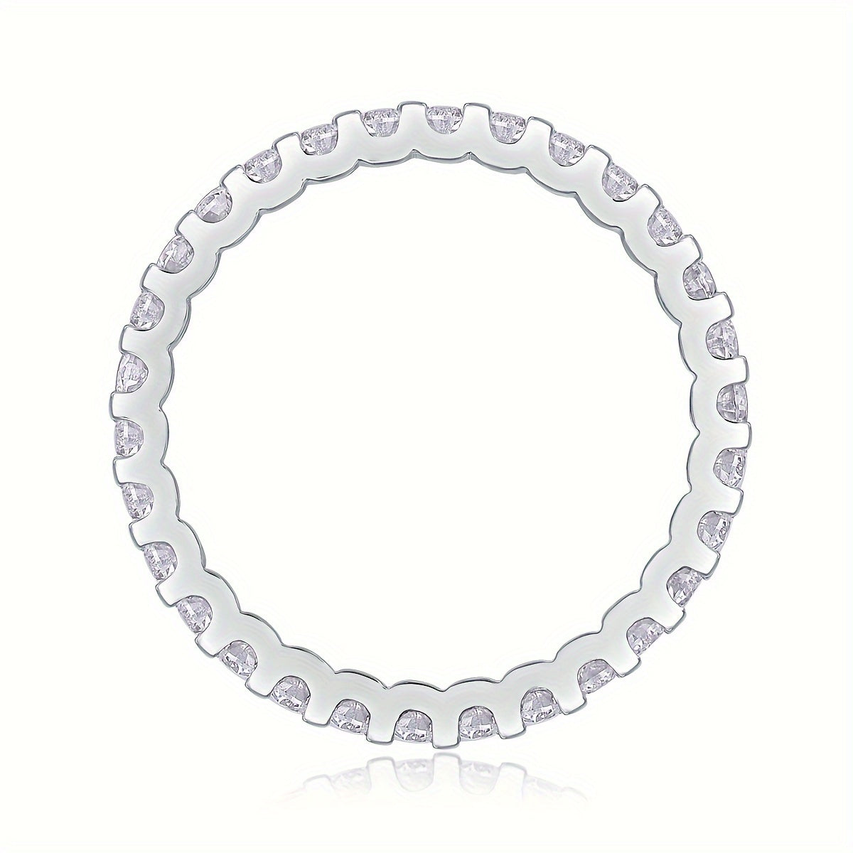 18K oltin qoplamali 925 sterling kumushdan tayyorlangan nozik Moissanite abadiy halqa uzuk, to'y, yubiley, 14-fevral yoki u uchun sovg'a sifatida ideal.