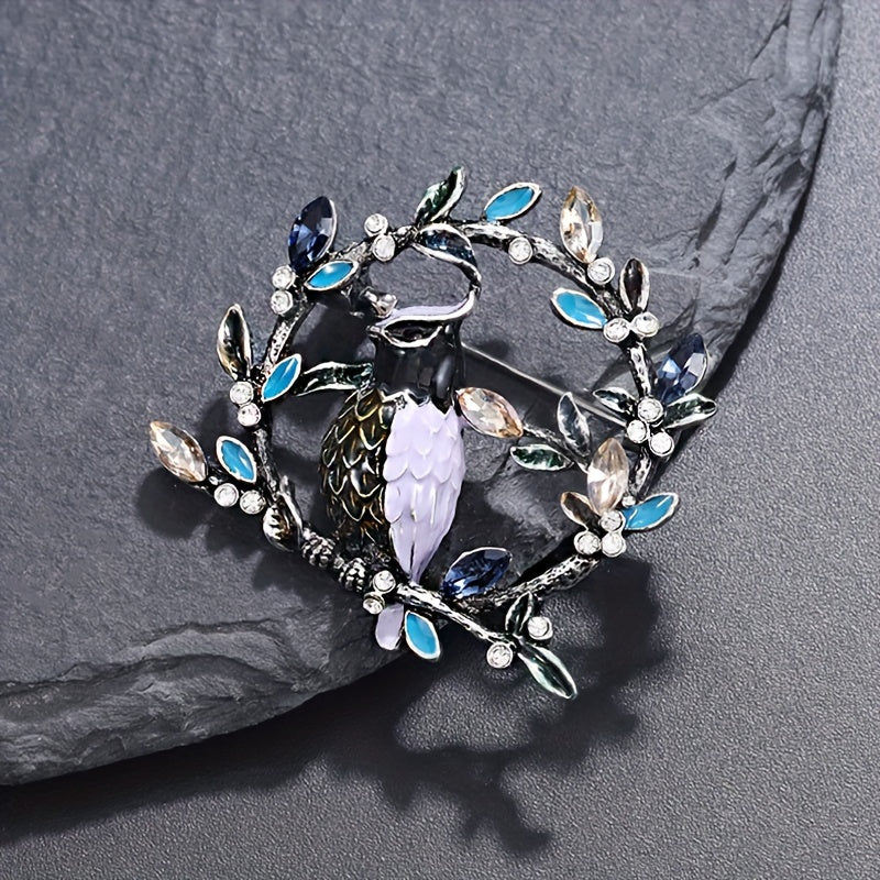 Vintage Style Bird Brooch Rhinestones Alloy Enamel Fashion Accessory for Dresses