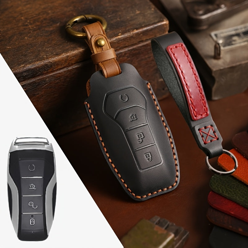 Unisex Leather Car Key Fob Cover Custom Fit Scratch-Resistant Protection