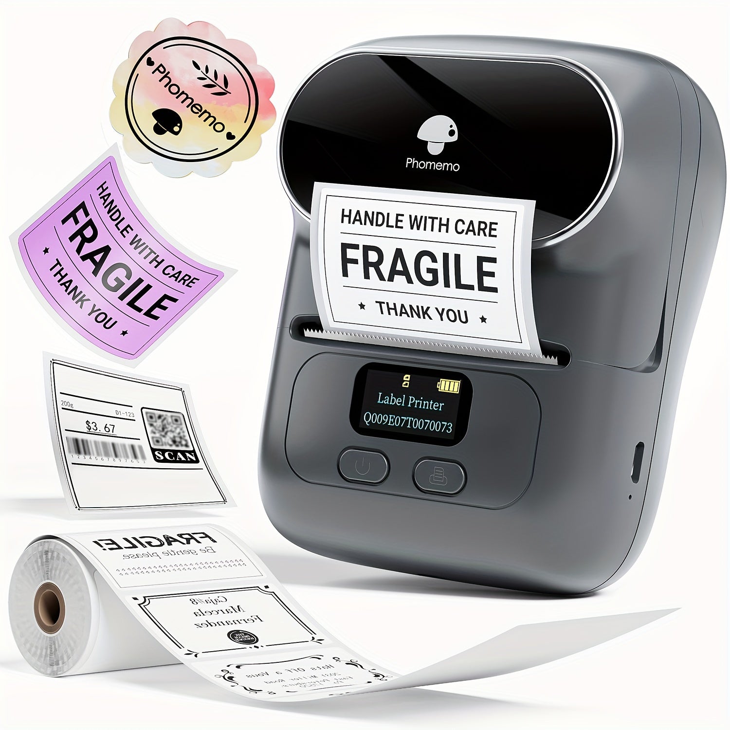 Thermal Label Printer Portable Wireless for Product Address Small Business DIY