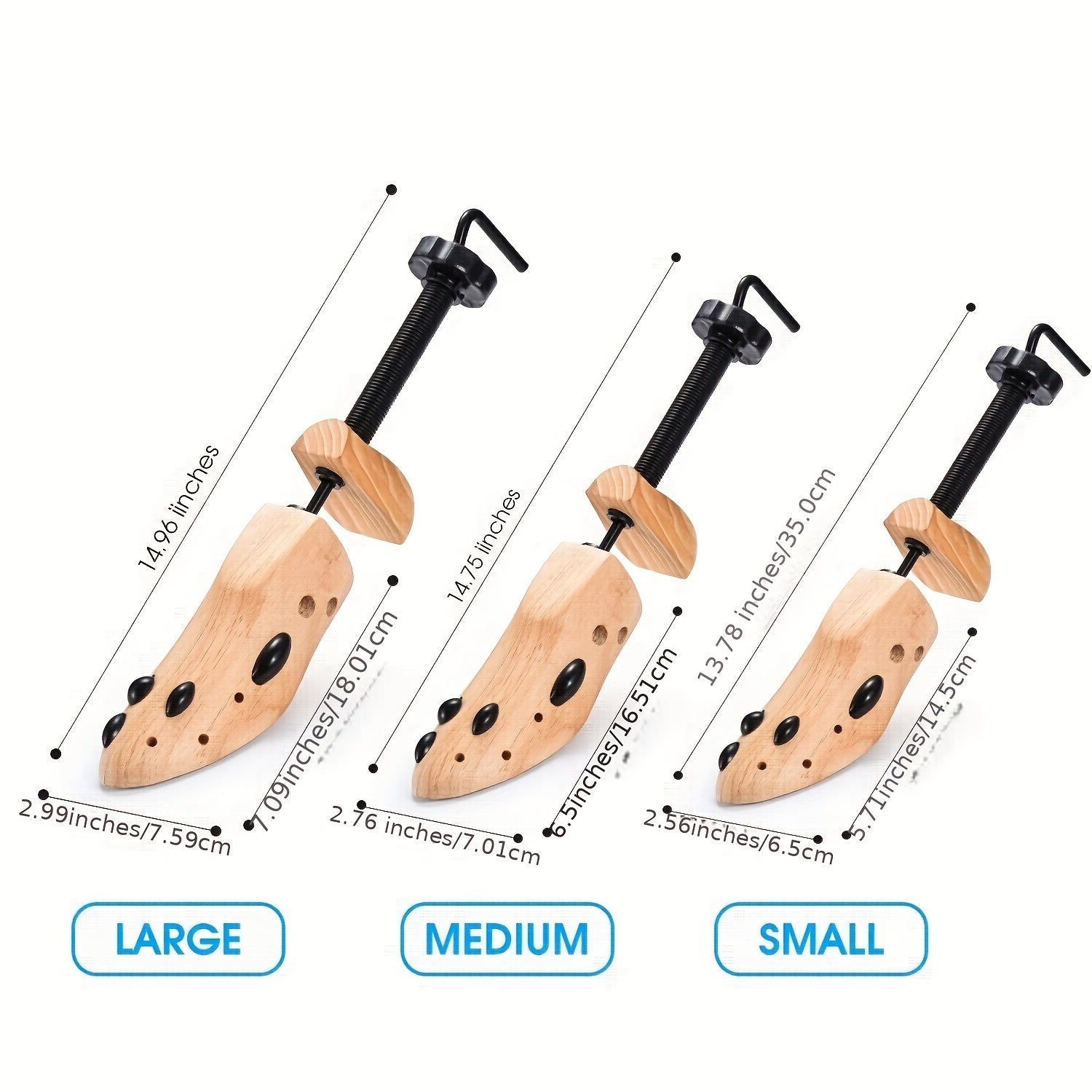 Men Women Wooden Shoe Stretchers 2-Way Width Length Shoe Maintainers