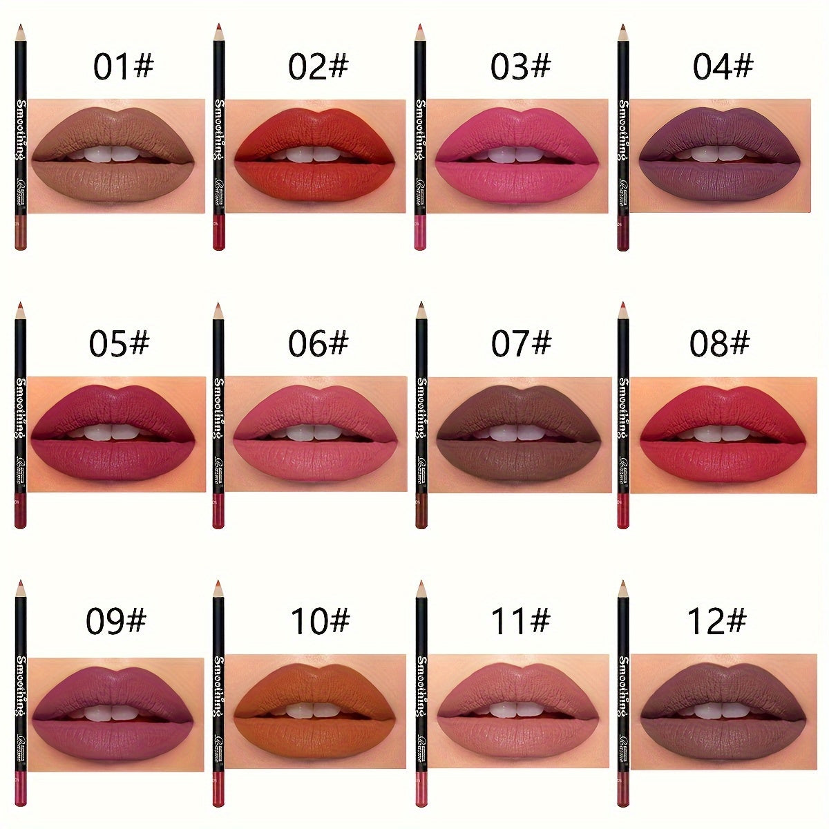 12 Pcs Long-Lasting Lipstick Set With Lip Liner And Matte Lip Gloss For Women