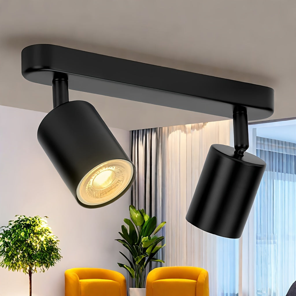 Vintage Style Cast Iron Ceiling Light with 2-Bulb Rotatable Spotlight GU10 Semi-Flush Mount