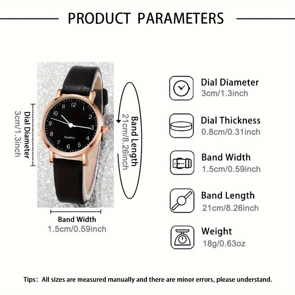 Women's Quartz Watch and Bracelet Set with Faux Leather Band and Zinc Alloy Case for Gift Giving