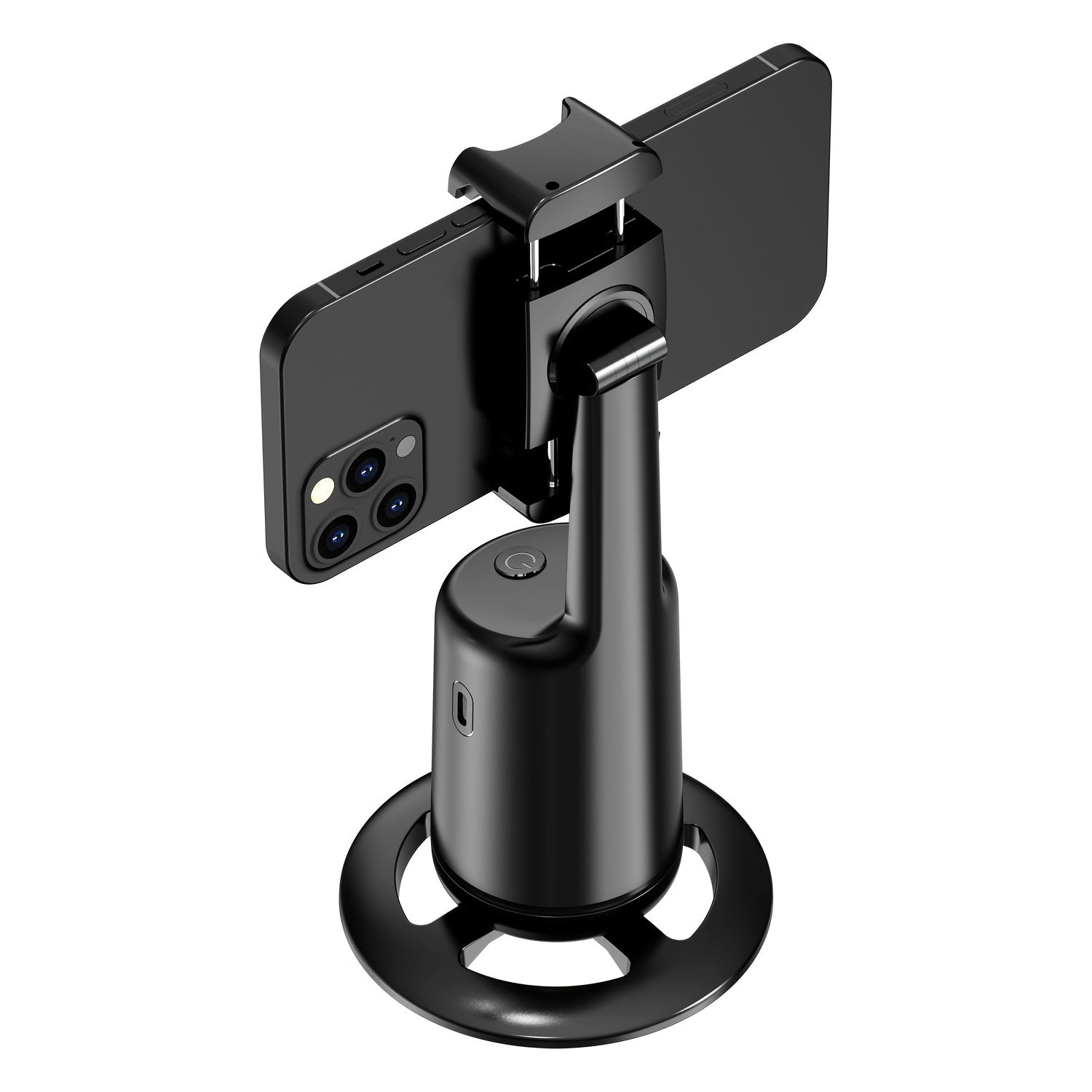 Self-Tracking Phone Tripod with 360° Rotation No App Needed Rechargeable Battery Black