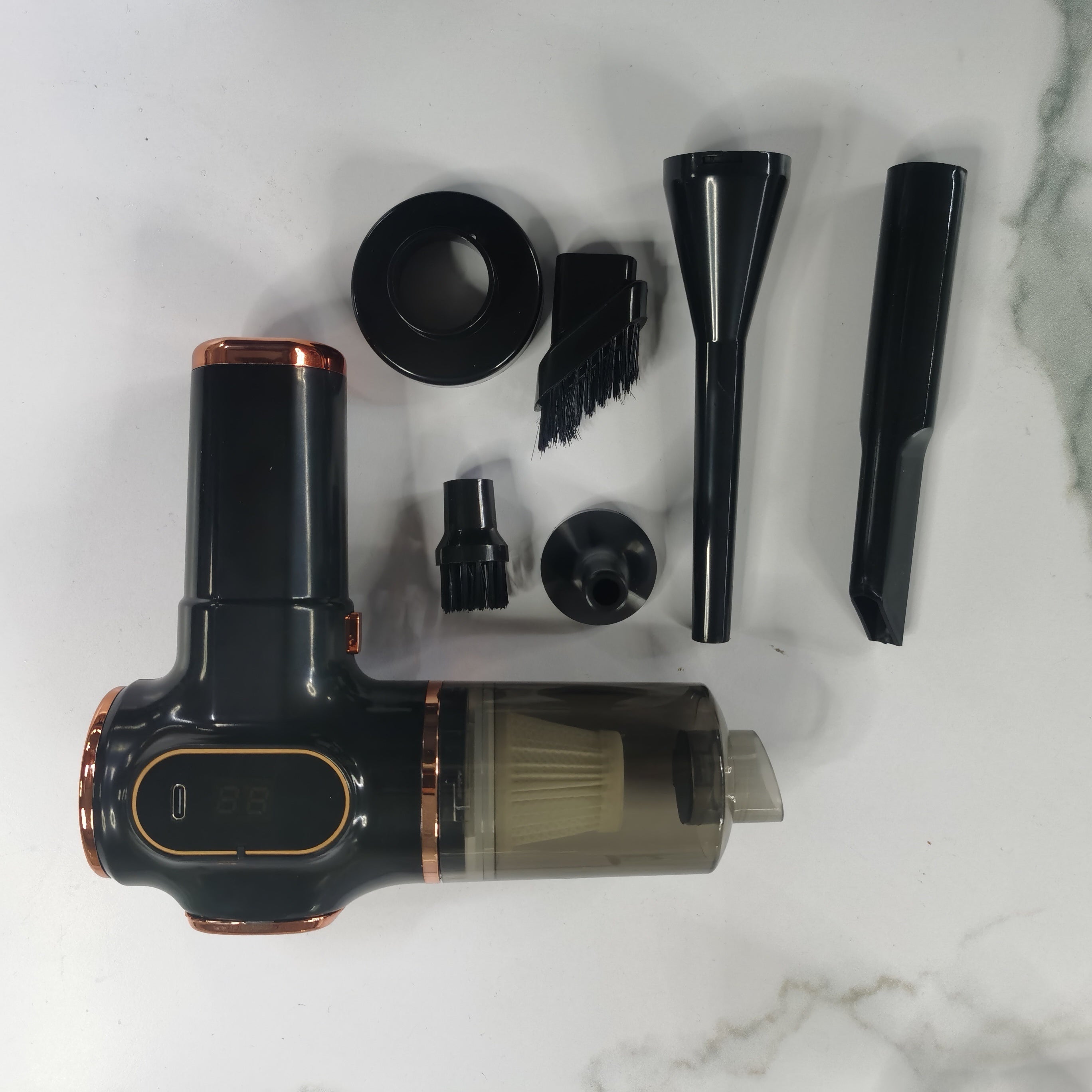 Portable Car Vacuum Cleaner Cordless Handheld with Digital Display Black Rose Gold