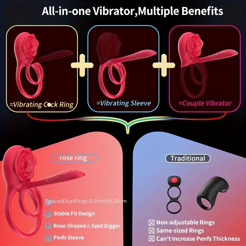 Мужские взрослые двойное вибрирующее кольцо для пениса с клиторным стимулятором и двумя моторами