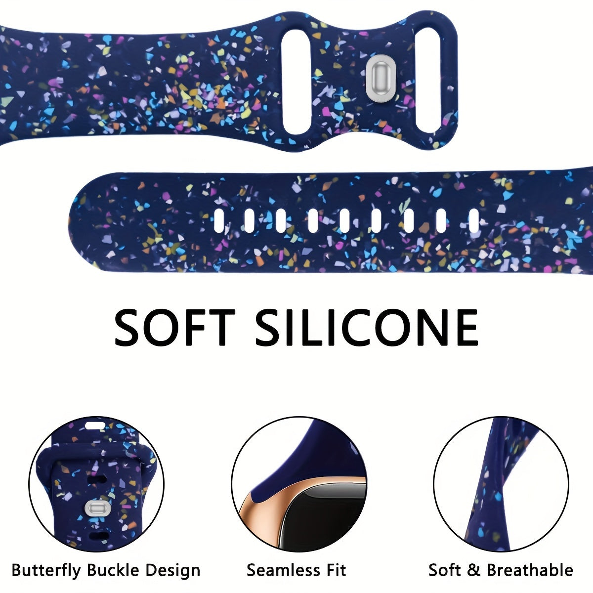 Silicone Sports Watch Band for Men Women Waterproof Compatible with 38mm 49mm Smartwatch