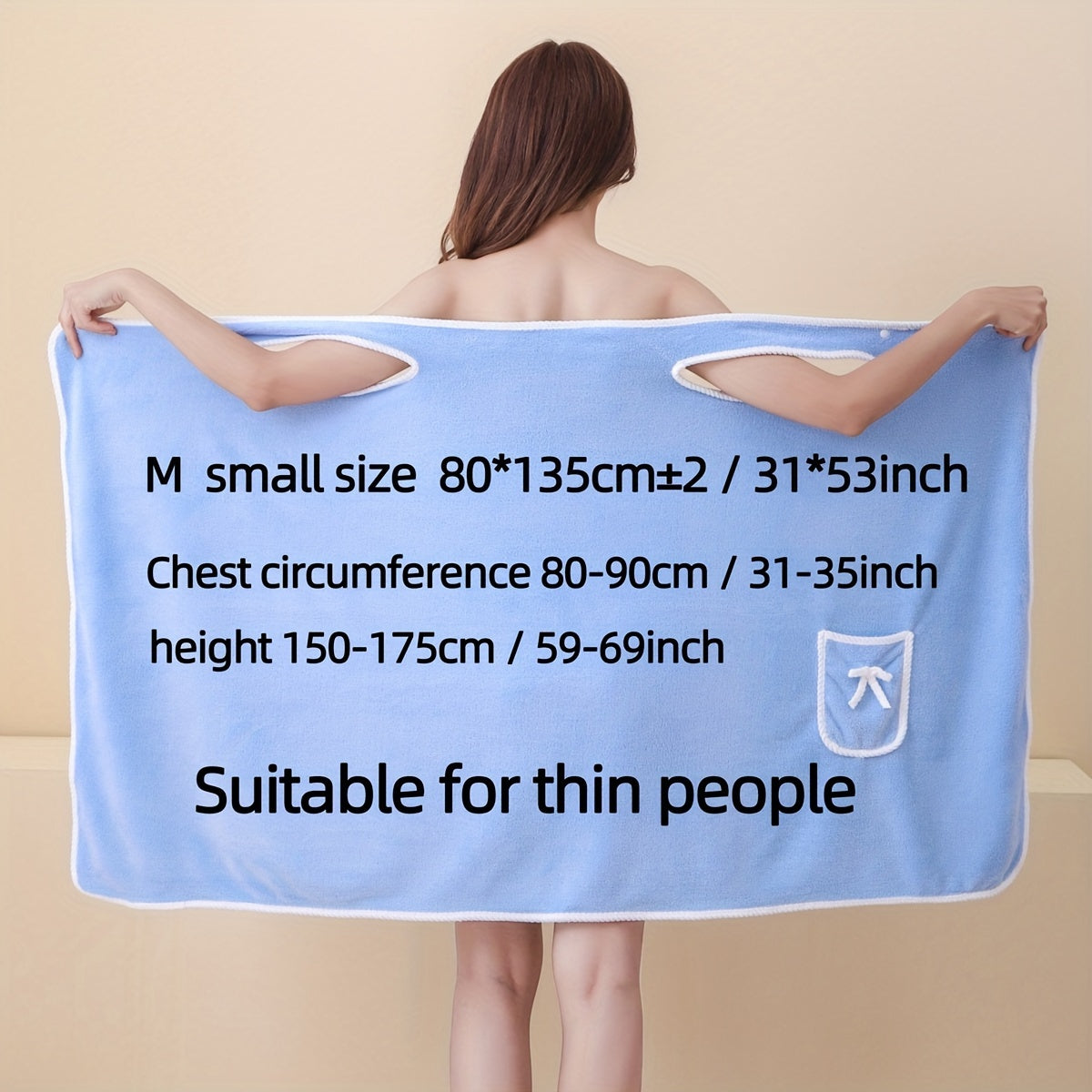 Women's Bath Towel with Pocket Absorbent and Adjustable for Bathroom and Home