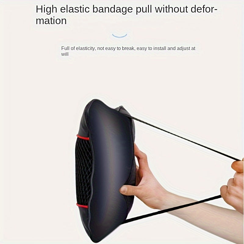 Universal Car Pillow Neck Support Cushion Black PU Leather Knitted Headrest