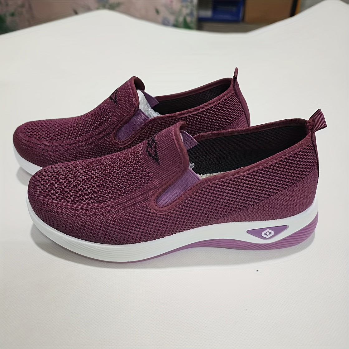 Women's Slip-On Casual Sneakers - Breathable Fabric, Rubber Sole, All-Season Black and White