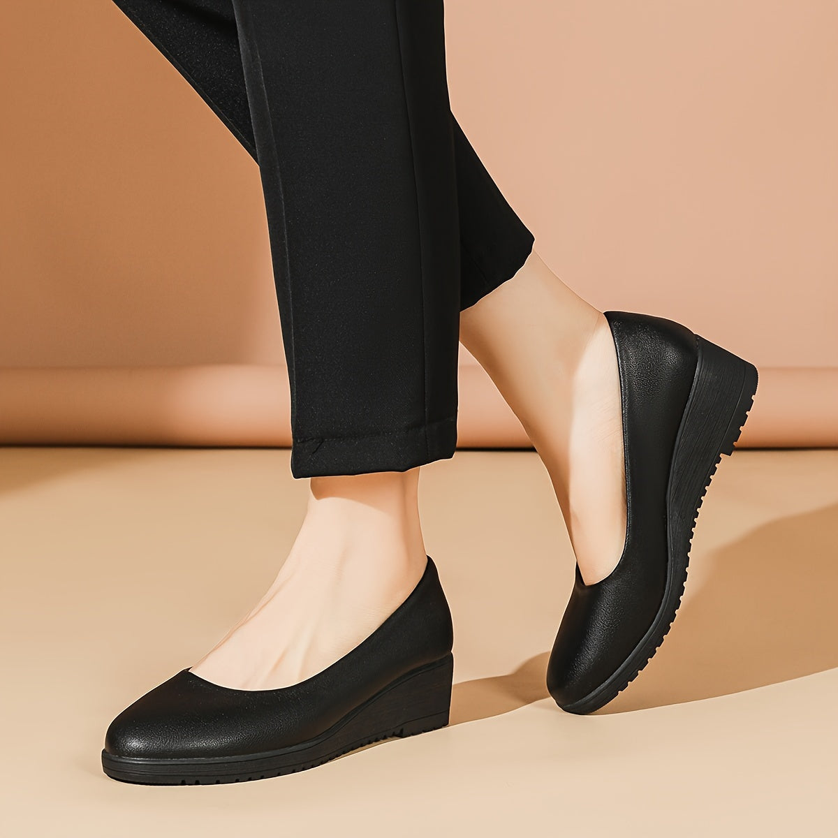 Женские туфли-лодочки на танкетке черные Mary Jane с нескользящей подошвой и комфортной посадкой