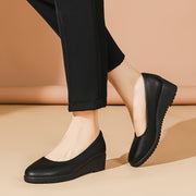 Женские туфли-лодочки на танкетке черные Mary Jane с нескользящей подошвой и комфортной посадкой