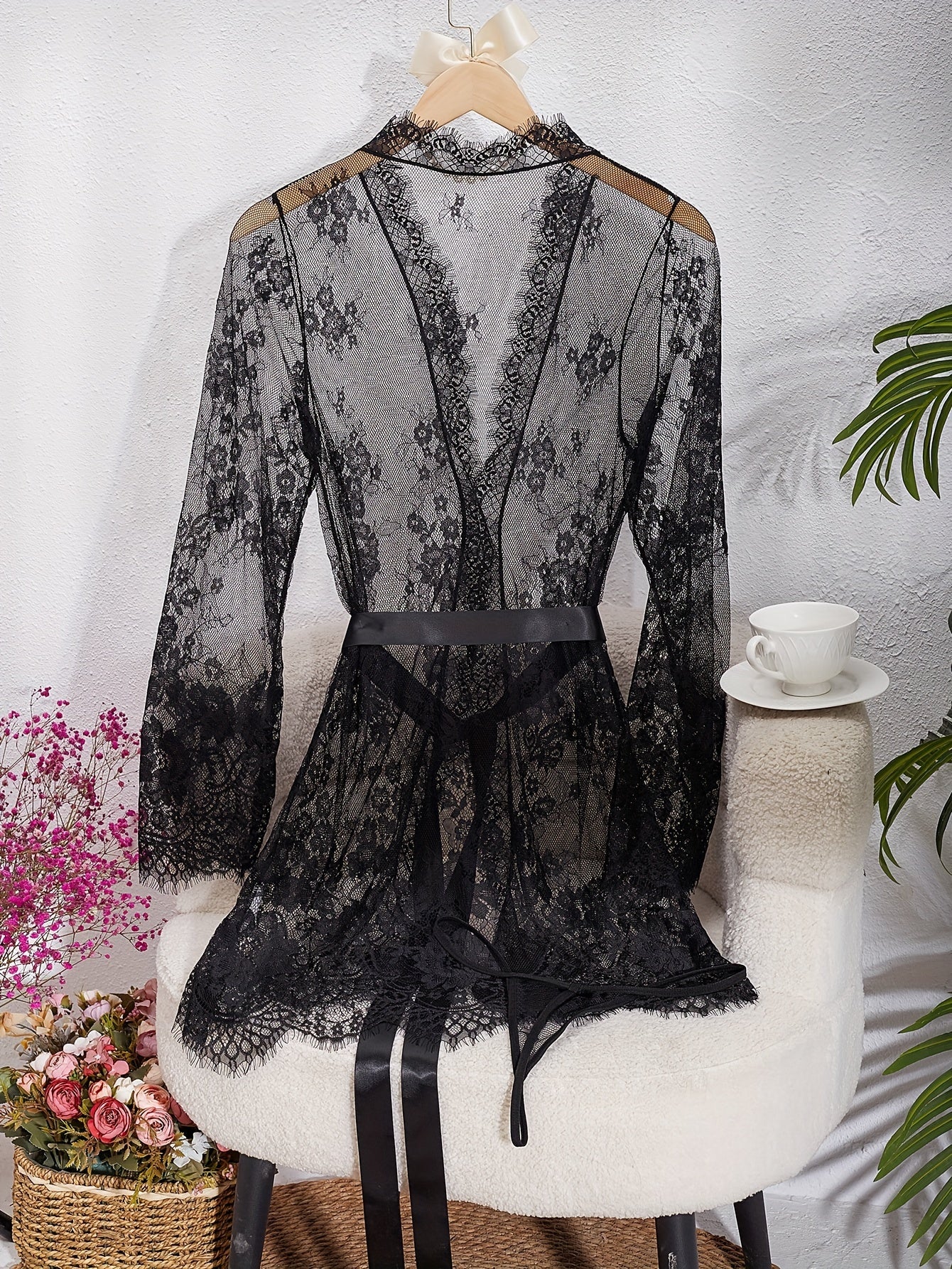 Women’s Mesh Lace Lingerie and Nightgown Set Soft Sleepwear 2024