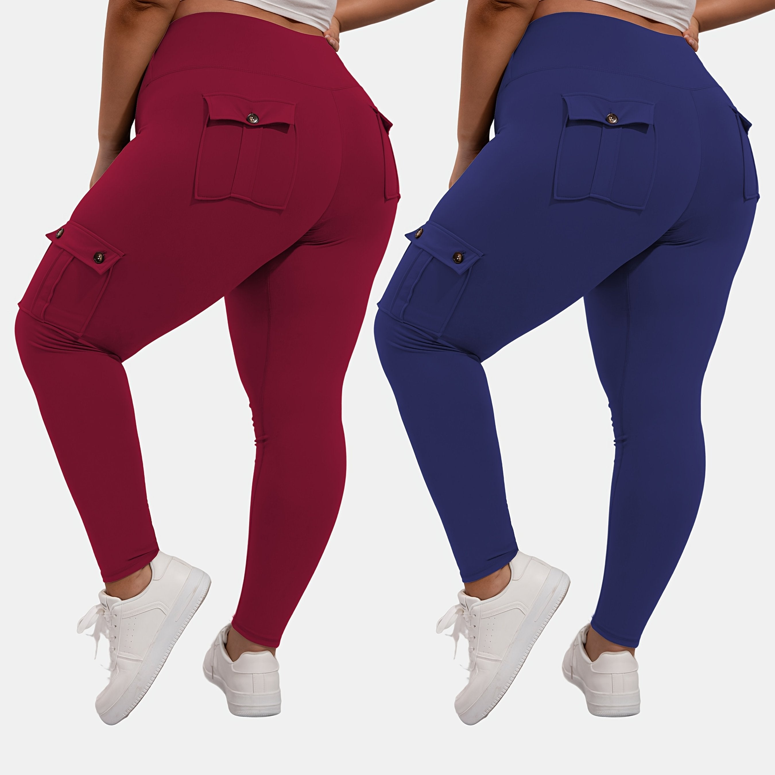 Ayollar uchun sport legginslari yuqori bel, qorin nazorati, namlikni olib tashlovchi, yugurish va yoga uchun, qora, 2 ta paket