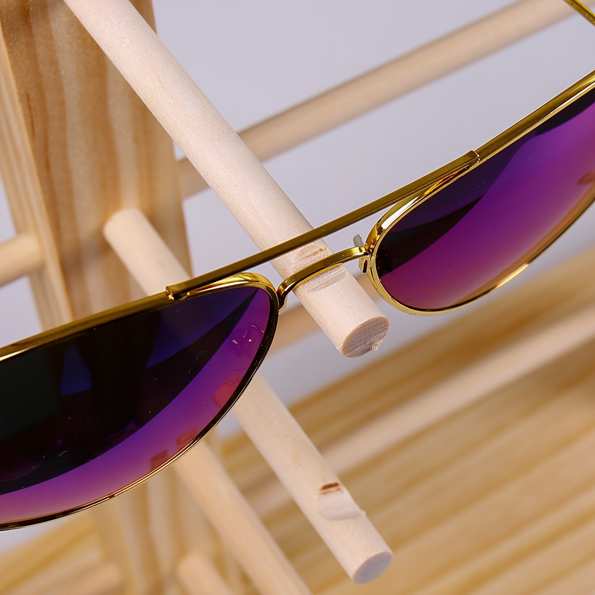 Wooden Eyeglass Display Stand with Removable Storage Rack for Men Women