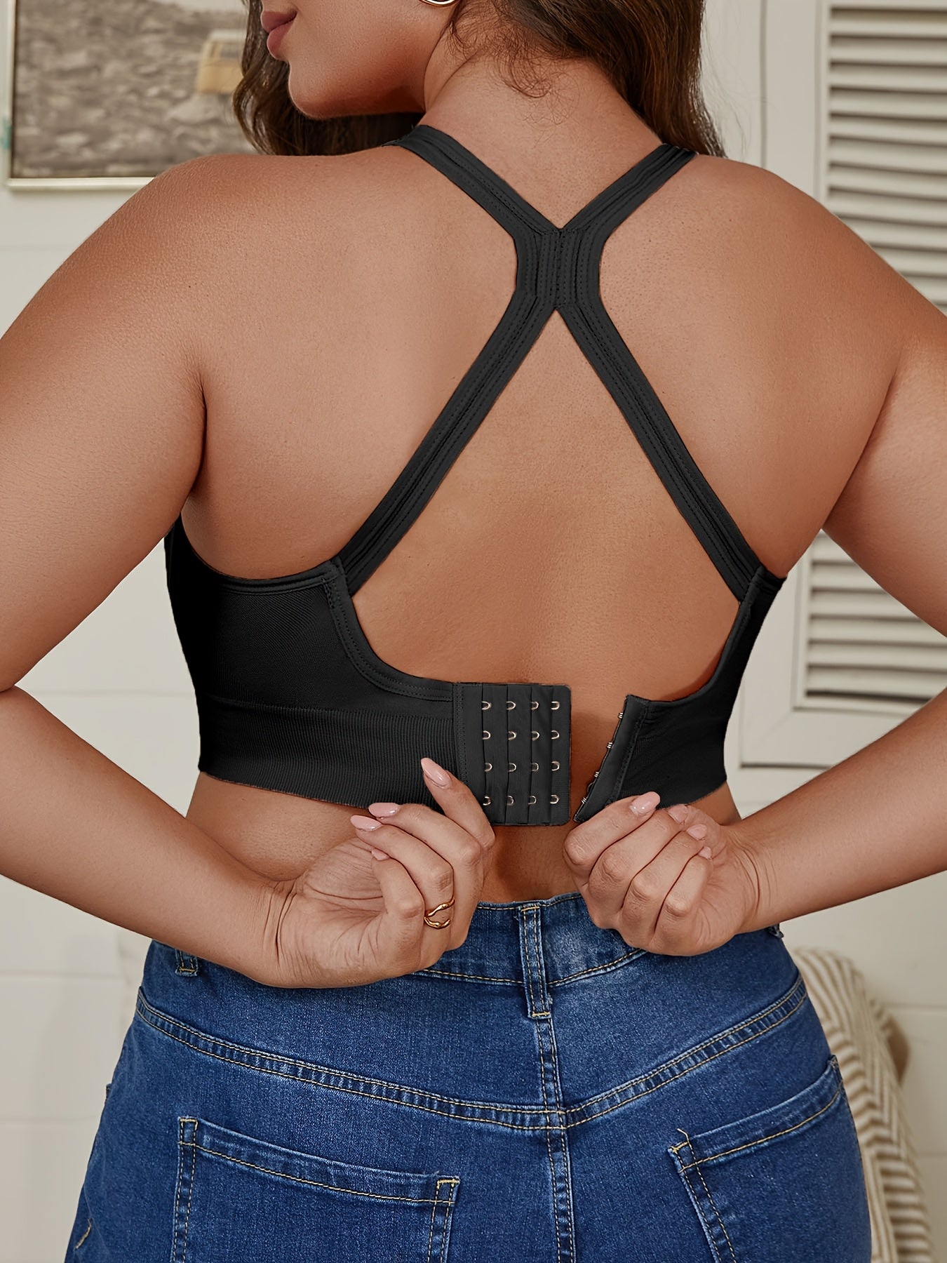 Plus Size High Support Push-Up Sports Bra Seamless Breathable Adjustable For Yoga Running