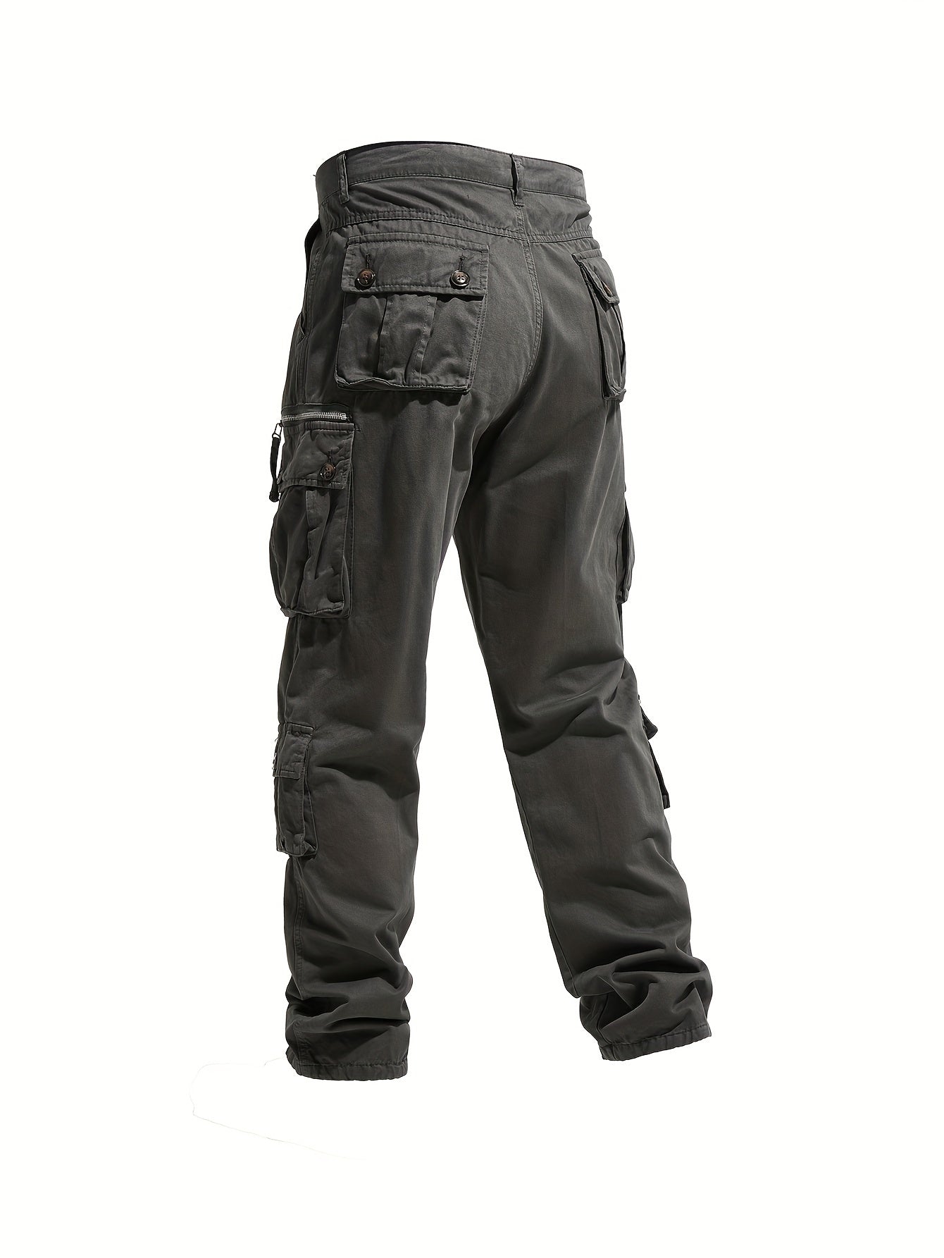 Men's Plus-Size Cotton Cargo Pants with 8 Pockets for Outdoor Activities