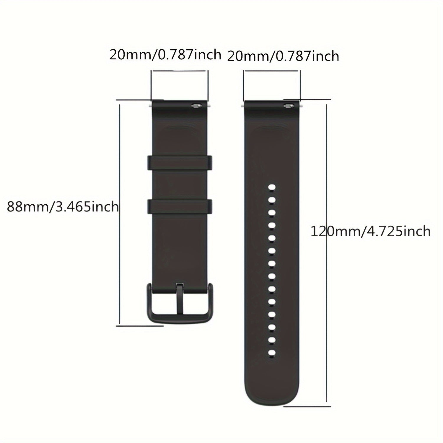 Silicone Smartwatch Band 20mm 22mm Adjustable Butterfly Clasp Compatible with Various Brands